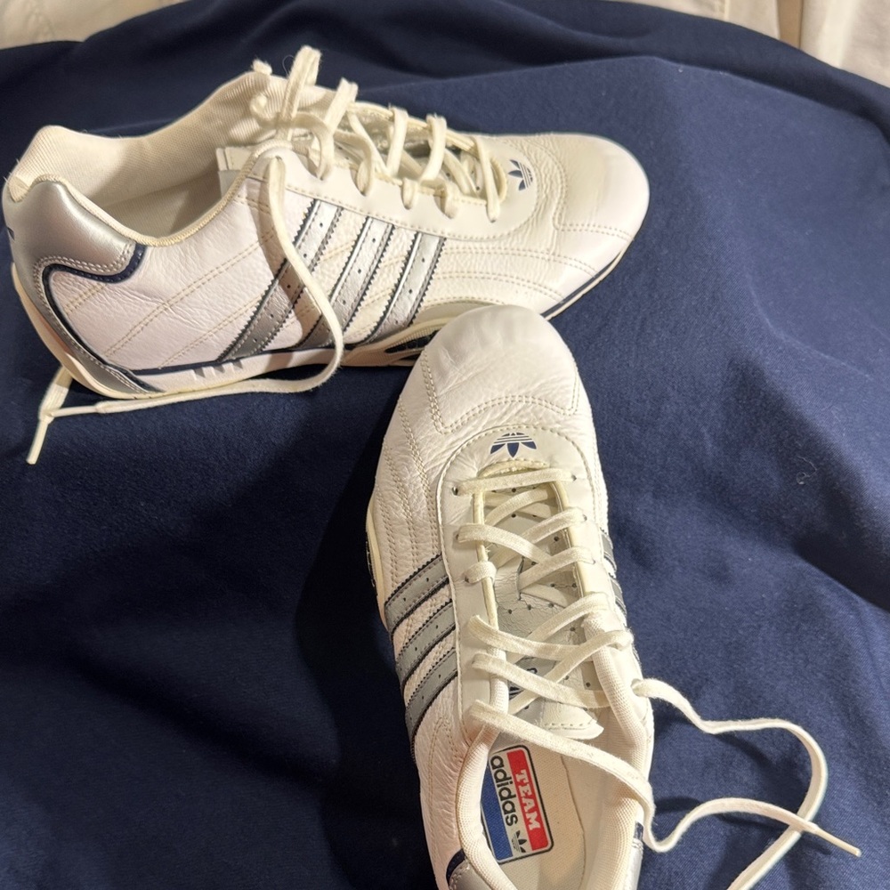 Adidas Men's White and Navy Sneakers